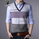 Camiseta de manga larga de Playboy Spring Camiseta de algodón para hombres de algodón de mediana edad de mediana edad y jóvenes camiseta de camiseta de gran tamaño, ropa falsa de dos piezas de dos piezas, ropa de otoño 3879 azul 180/xxl