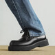 Shelley Jones Chaussures en cuir décontractées Summer Ins Niche Commu au grand chef de style britannique Teen Sole Round Round Head Derby Chaussures 9910 Black 40