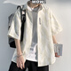 OEMG Kurzärärmelte Hemd Herren Sommer Lose Hong Kong Style INS High-End-Ice Seidenjacke für Männer mit großer Größe Teenager White XL [Empfohlen 135-150jin [Jin ist gleich 0,5 kg]]