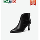 
CARTELO pointed French high-heeled short boots for women's thin heels new spring and autumn single boots temperament genuine leather simple high-end sense ankle boots brown--cotton 34