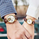 OLEVS Swiss certified brand couple watch fully automatic mechanical watch men and women watch luminous waterproof trendy couple watches upgraded enhanced version-3601+6629 brown leather white