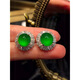 Langmai ice Zhengyang green jade earrings 18k inlaid earrings genuine optimized egg surface full green earrings