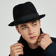 7PM Top Hat Men's British Jazz Hat Woolen Gentleman Hat Winter Thickened Men's Top Hat Middle-aged and Old Dad Hat Black One Size (56-58cm) Adjustable