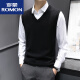 罗蒙（ROMON）时尚都市男士针织背心马甲秋冬款无袖毛衣修身坎肩打底衫v领线衣 SXZFS-14126卡其色+深蓝色 M