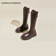 CAMILA KSENIA马丁靴女2025新款秋冬季时尚长筒靴骑士靴柔软舒适长靴 黑色【单里】 37