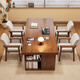 Huixun solid wood large board table living room long desk bookcase combination home dining table integrated workbench multi-person reading and study table walnut color #big board table 140cm*80cm*75cm desktop thickness 6.5cm