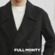 Full Monty [Trench Double-face Whisk] Cabinement en laine Business pour hommes et veste décontractée en laine à double poitrine mi-longueur gris foncé 50004 44
