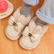 Children's cotton slippers for girls in winter with heel to keep warm indoor and home non-slip cotton boots for middle-aged and older children for girls to wear khaki size 34-35 (suitable for feet 21cm long)