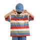 
McTicco boy striped short-sleeved cotton T-shirt 2025 new children's summer half-sleeved street loose big children's summer top 9895 stripes + 9742 white 120cm