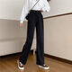 
Xilino 2025 Spring and Autumn Korean version of high-waisted black jeans for women Chc straight-leg students versatile slimming wide-leg pants light blue basic style 9928 M
