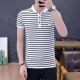 Los hombres de camisetas de manga corta a rayas de dirección simple tienen una solapa delgada de estilo coreano de collar de estilo coreano 5012 negro 5002# blanco 2xl recomendado 135-150jin [Jin iguala 0.5 kg]