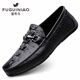 Fugui Bird Herrenschuhe Sommerzehen Schicht Cowide Business Casual Crocodil Muster Mütze weiche Sohle atmungsaktiven leichten Fahren lässige Schuhe Herren schwarzes Muster Yulin Fg9920 38