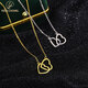 YIZUN. CHOMEL 999 pure silver love double ring necklace for women ins niche heart-to-heart pendant necklace as a Valentine's Day gift for your girlfriend 999 pure silver - love double ring necklace - silver white
