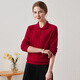 Zhaojun 2024 Autumn and Winter Red Fashion Casual Wool Sweater Women's Lapel Long Sleeve Warm Knitted Sweater Pomegranate Red L