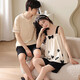 Lemianxin couple pyjamas pour femmes en été coton pur coton femmes vêtements à la maison suspense coton décontracté hommes pyjamas d'été costume dd9902 m femmes + hommes l