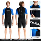 Triathlon Swimming Coldproof Gel Jacket Plus Size Couple 1.5MM Warm One-piece Diving Suit Men's Snorkeling Free Diving (Male) 132213 Black and Blue 1.5MM Back Open Short One-piece European Version S