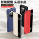 Carrenton anwendbar für Huawei Mate40pro Mobiltelefon Fall Magnetic Flip 40E Schutzhülle Volldecke echtes Leder Anti-Fall Hard Case Intelligent Schlaffenster Napa Muster Business MAM MATE40PRO [Schwarz Schwarz] Magnetischer Flip