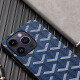 Magic Rock is suitable for Apple 15promax mobile phone case, ultra-thin anti-fall leather IPhone15 anti-fall leather protective cover, business creative plaid pattern 15Pro [GY pattern] blue Apple iPhone15Pro