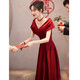 Seidler Toast Wear Bridal 2025 New Summer Satin Burgundy Engagement Wedding Evening Dress Can Be Weared One Shoulder Burgundy M
