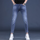 Kurentou Summer delgado azul jeans de nueve puntos hombres delgados pies 2023 Nuevos pantalones elásticos pantalones de 9 puntos Men Q1049 gris nueve puntos 36 2 pies 8