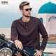Enjeolon textured henley collar modal cotton stretch bottoming shirt with long-sleeved T-shirt men's bottoming shirt black 185/108A(XXL)