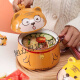 Hualan Year of the Tiger Mug Year of the Tiger Mug Large Capacity Girl with Cover High-Looking Boys Ceramic Cup Noodle Bowl Cute Small Window Tiger Cup (Lid + Spoon) White 1L or More