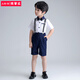Ormondwei boys dress suit children's shirt overalls summer flower girl host suit kindergarten performance clothes 21109 white lining blue pants 110