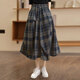 Cypress Plaid Skirt 2025 Autumn New Women's Pocket Elastic High Waist Mid-Length A-Line Skirt