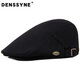 Denssyne beret men's four-season double-layer windproof cotton outdoor leisure all-match travel black forward hat middle-aged and elderly hat black one size adjustable (55-59cm)