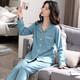 Modal Pyjamas für Frauen im Frühjahr und Herbst langärmelte Cardigan Revers Herbst und Winter Casual Large Size Core-Version für Outdoor Wear Home Clothing Set XT9902 L [100-120jin [Jin entspricht 0,5 kg]]