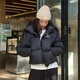 Camel 660 high-coat down jacket for women short thickened windproof hooded bread down jacket for women 724CA6B601B, Phantom Black, Women S