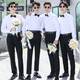 Ning Xinyan best man dress white shirt brother group clothes wedding suit dress men's suit vest strap summer shirt clothing long sleeve shirt + bow tie (SJ) L