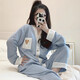 Yalu pajamas for women in spring and autumn cotton long sleeves simple ladies loose summer high-end home clothing set autumn and winter new style 3884 2XL [135 160Jin [Jin equals 0.5 kg]]