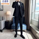 Jason's high-end double-breasted suit, groom's suit, gentleman's business formal suit, tuxedo host banquet dress, black (suit + pants) 2XL