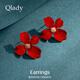 Qlady flower red earrings female temperament high-end niche unique earrings for women 2025 new light luxury silver needle earrings for women