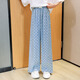 NICKYBABY girls' pants summer thin 2025 new big children's summer straight wide-leg mosquito-repellent pants children's Tennis jeans 15040 light blue grid + 9921 white [set] 120
