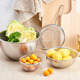 
YOSHIKAWA imported Yoshikawa 304 stainless steel egg beating basin, vegetable basin mixing bowl with handle filter drain basin filter water SJ1391 stainless steel basin 14cm (pay scale)