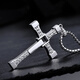 Mingyang Decorative Sea 925 Silver Cross Necklace Men's Trendy Fast and Furious Pendant Birthday Gift for Boyfriend Cross Pendant with Hexagonal Silver Chain 60CM