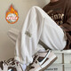 NEW OR MODE waffle casual pants men ins American high street spring and autumn loose versatile straight-fitting sports trousers trend K1049J apricot color plus velvet M [Suggest 95-110Jin [Jin equals 0.5 kg]]