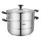 ASD steamer double-layered food-grade stainless steel household small steamer thickened gas induction cooker two-layer steamed buns steamed fish pot multi-purpose steamer for 3-4 people - 28cm