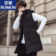 ROMON down cotton vest men's winter mid-length outer wear thickened vest youth thermal vest large size jacket black 815 print 4XL 155-175Jin Jin equals 0.5 kg