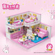 Zhegao Girls 'Villa Building Block Room Rabbit Hour Light House Girl Prinzessin Serie versammelte Kinderspielzeuggeburtstag Geschenke Wangwang Modewohnung [1048 Körner]