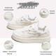 Chaussures féminines Huili, chaussures en cuir et blanc pour femmes, chaussures décontractées polyvalentes, baskets douces, beige-1105 35