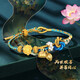 NIOBAHIOR Old Phoenix 999 Pure Gold Bracelet Lotus Two Worlds Happy Bracelet Hand-woven Thousand Miles of Rivers and Mountains 3D Hard Gold Gift Lotus + Lotus Pendant + Lotus Seed