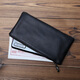 JLFGPJ New Men's Genuine Leather Long Zipper Wallet First Layer Cowhide Clutch Mobile Phone Bag Simple Women's Handbag Ultra Thin Black