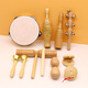 Xingbeixiang Kindergarten Orff Percusión Instrumento Libro de texto Conjunto de registros de enseñanza Ayudas Patriz de altavoces Hammer Tambourine Triángulo Doble Tamburina de hierro Log de madera Color de madera 6 pulgadas/diámetro 15 cm