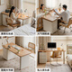 Genji Muyu Solid Wood Desk Log Cream Style Office Desk Study Home Oak White Computer Desk with Lower Cabinet (Warm White) 1.4 Meter Desk with Lower Cabinet (Excluding Chair)