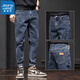Jeanswest jeans pantalon polyvalent masculin en 2025 Nouveau pantalon Harem de marque à tendance lâche 6621 Blue 31 deux pieds quatre