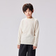 
EBAER Merino Wool Children's Sweater and Wool Sweater 2024 Autumn and Winter Boys and Girls Bottom Shirt Almond White 130cm