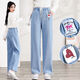Jeans de pierna ancha yimuqi Jeans para niñas con pocos pantalones de pierna recta de primavera y verano Pantalones altos de la cintura delgada Casual Long Pantaleros 9855 Bibidas azules claros de alta calidad 60 S -75Jin [Jin equivale a 0.5 kg]